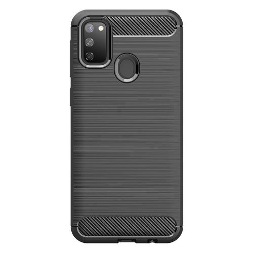 Shop4 - Samsung Galaxy M21 Hoesje - Zachte Back Case Brushed Carbon Zwart