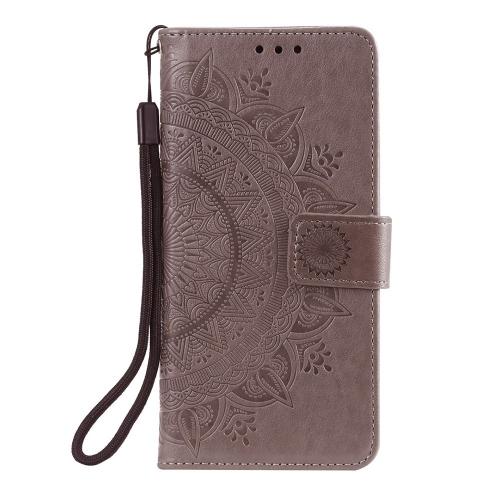 Shop4 - Samsung Galaxy M22 Hoesje - Wallet Case Mandala Patroon Grijs