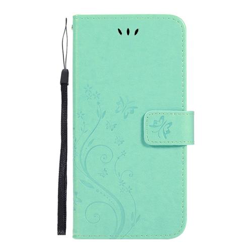 Shop4 - Samsung Galaxy S10e Hoesje - Wallet Case Vlinder Patroon Mint Groen