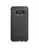 Shop4 - Samsung Galaxy S10e Hoesje - Zachte Back Case Brushed Carbon Zwart