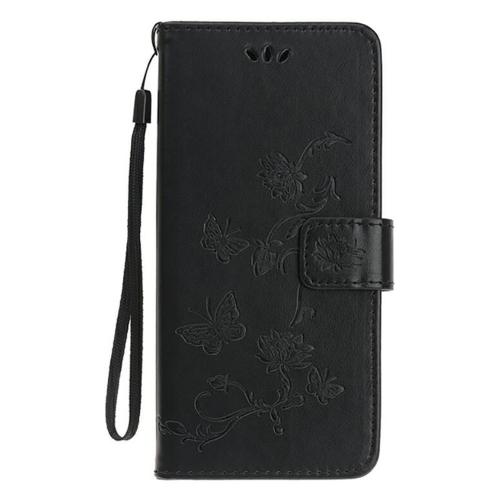 Shop4 - Samsung Galaxy S20 Hoesje - Wallet Case Bloemen Vlinder Zwart