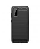 Shop4 - Samsung Galaxy S20 Hoesje - Zachte Back Case Brushed Carbon Zwart