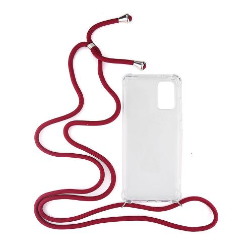 Shop4 - Samsung Galaxy S20 Plus Hoesje - Zachte Back Case met Koord Donker Rood