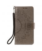 Shop4 - Samsung Galaxy S21 FE Hoesje - Wallet Case Mandala Patroon Grijs