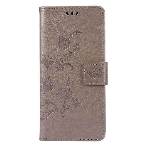 Shop4 - Samsung Galaxy S21 FE Hoesje - Wallet Case Vlinder Patroon Grijs