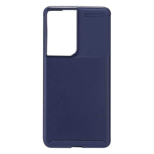 Shop4 - Samsung Galaxy S21 Ultra Hoesje - Zachte Back Case Carbon Donker Blauw