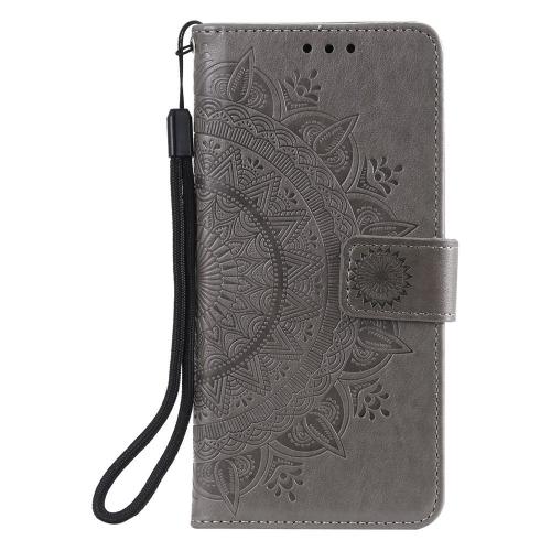Shop4 - Xiaomi Redmi 9C Hoesje - Wallet Case Mandala Patroon Grijs