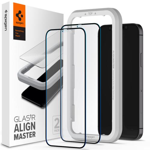 Spigen AlignMaster Full Cover Screenprotector 2 Pack  voor de iPhone 12 (Pro)