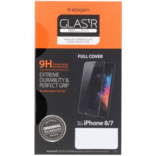 Spigen GLAStR Full Cover Screenprotector voor de iPhone 8 / 7 - Zwart